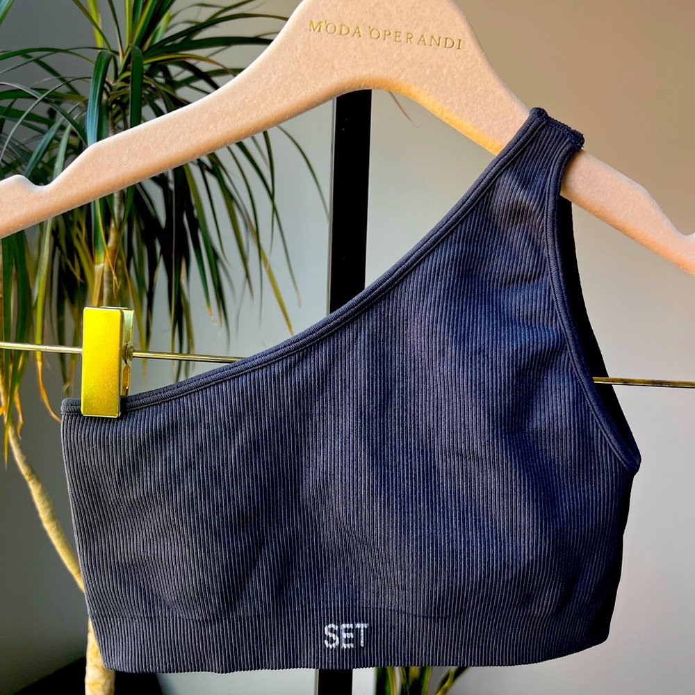Set Active Sculptflex One Shoulder Bra - Storm, Size Small